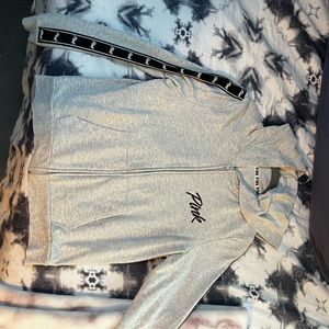 Pink Grey Zip up Sweatshirt